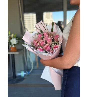 İthal 15 Pembe Gül Buketi